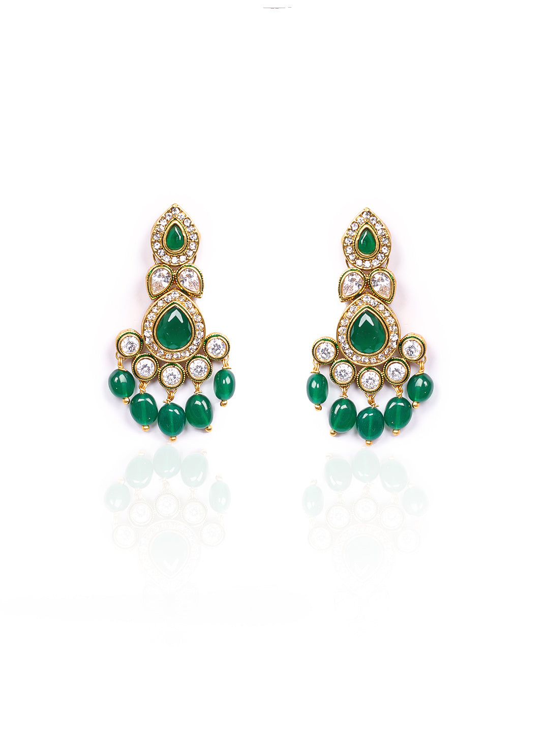 Golden Kundan Necklace Set With Earrings