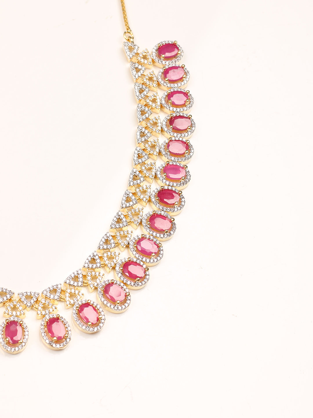 Golden AD Necklace Set With Earrings