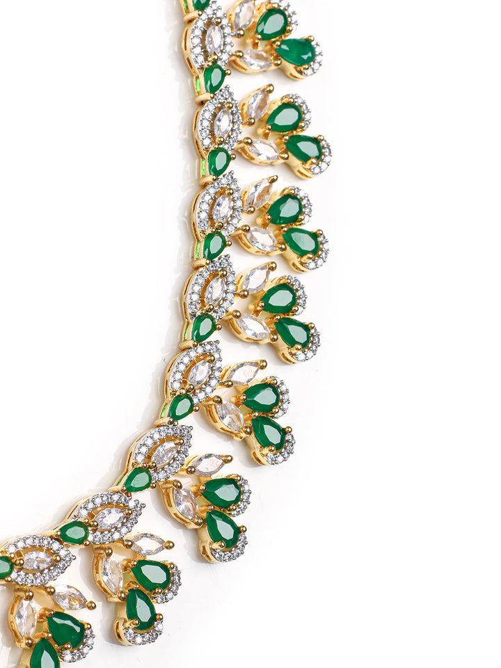 Golden AD Necklace Set With Earrings