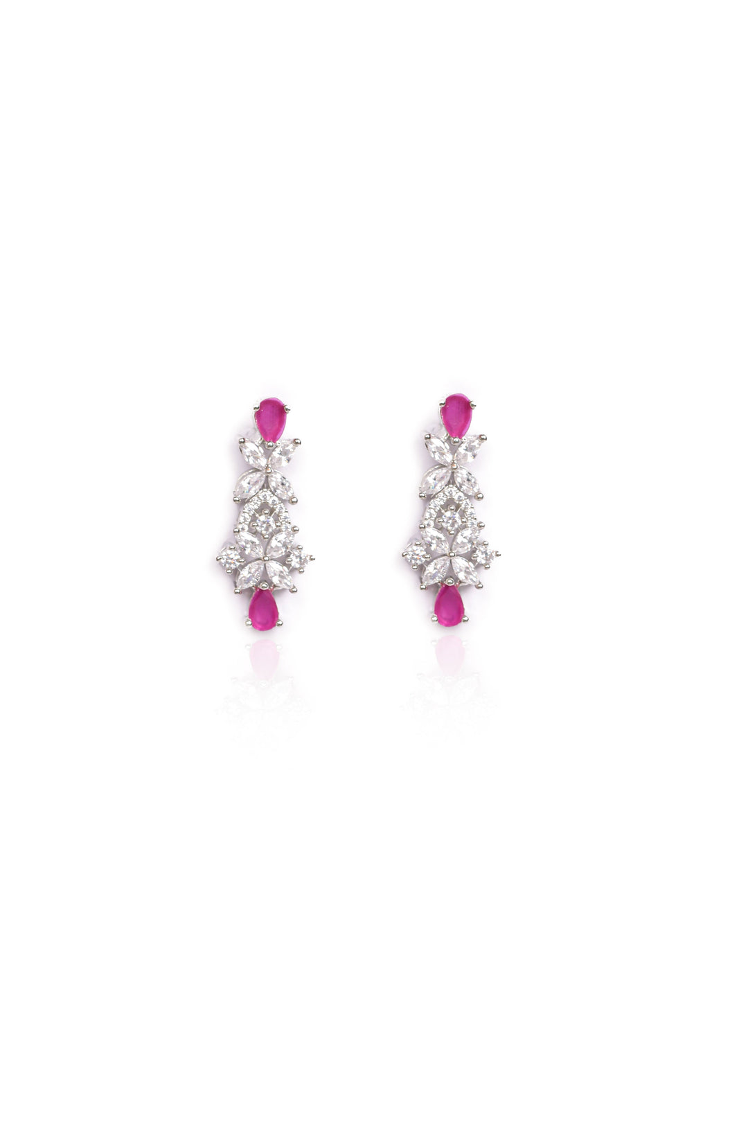 Silver AD Necklace Set With Earrings