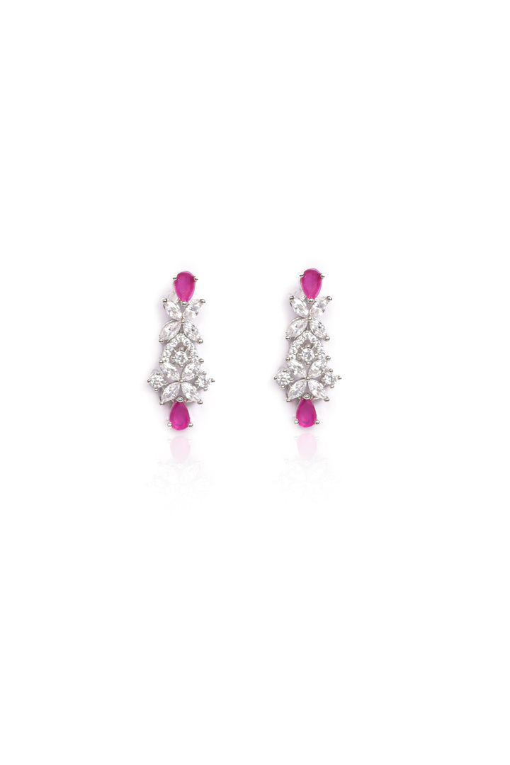 Silver AD Necklace Set With Earrings
