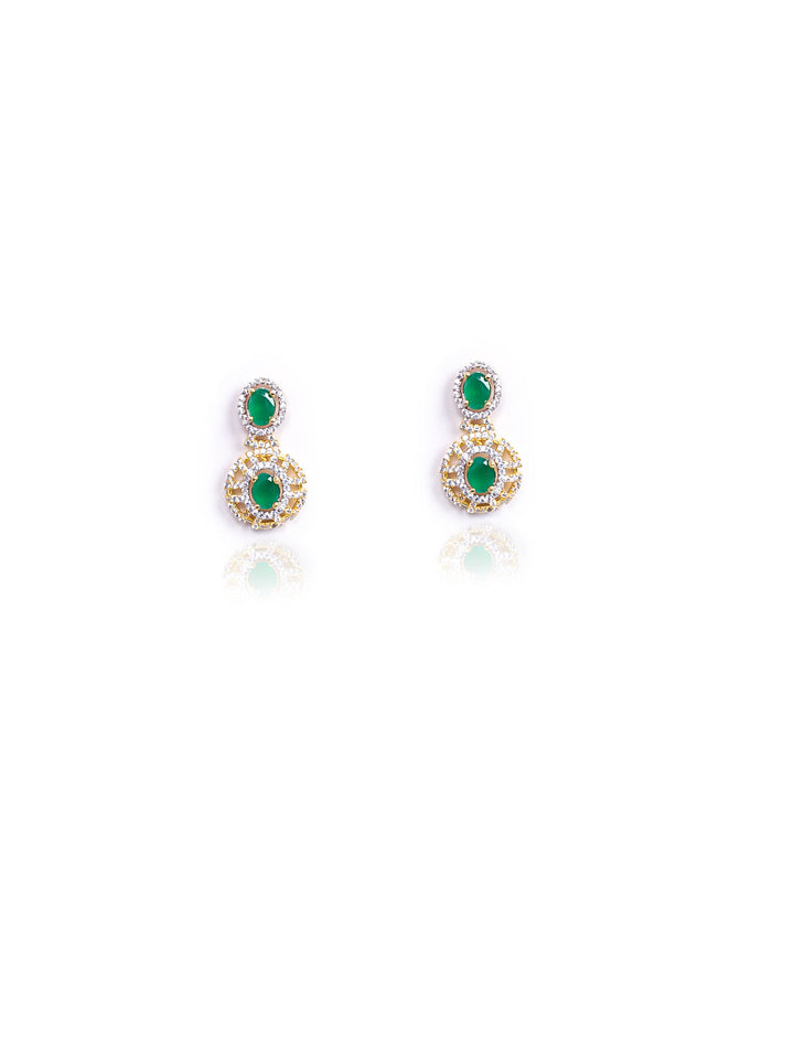 Golden AD Necklace Set With Earrings