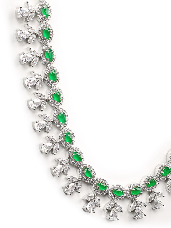 SIlver AD Necklace Set With Earrings