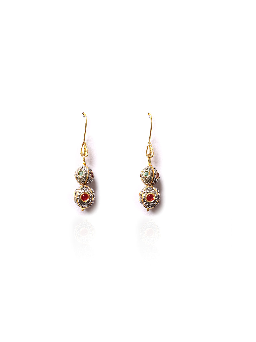 Multi-Colored Jadau Necklace Set With Earrings