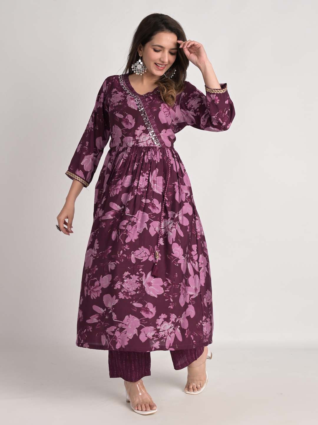 Printed Cotton Kurta With Pants &amp; Dupatta