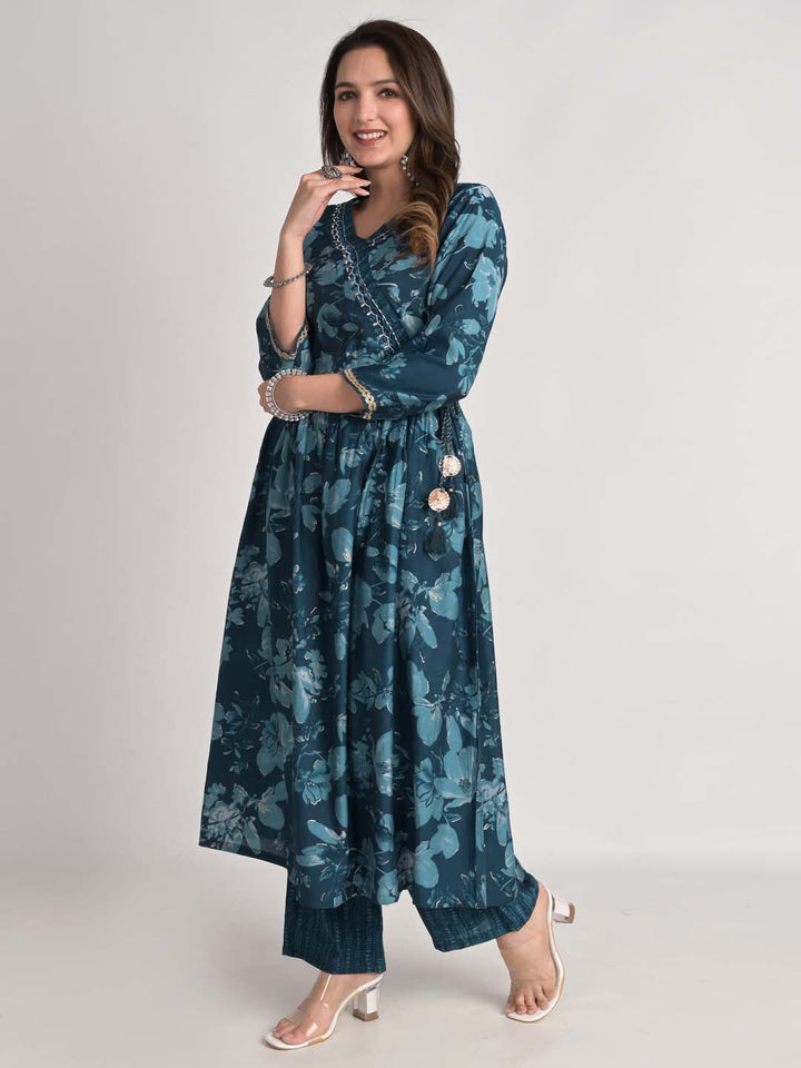 Printed Cotton Kurta With Pants &amp; Dupatta