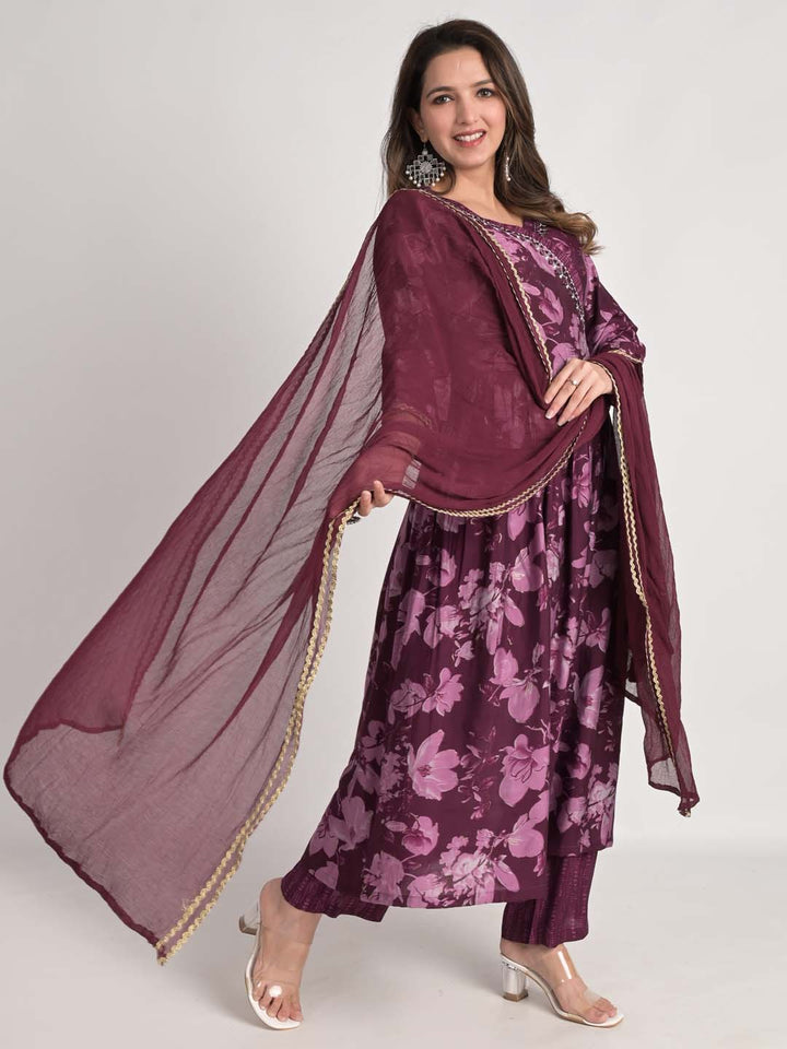 Printed Cotton Kurta With Pants &amp; Dupatta