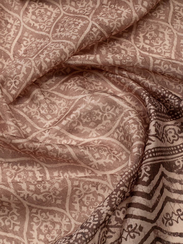 Printed Chanderi Unstitched Suit Piece With Dupatta