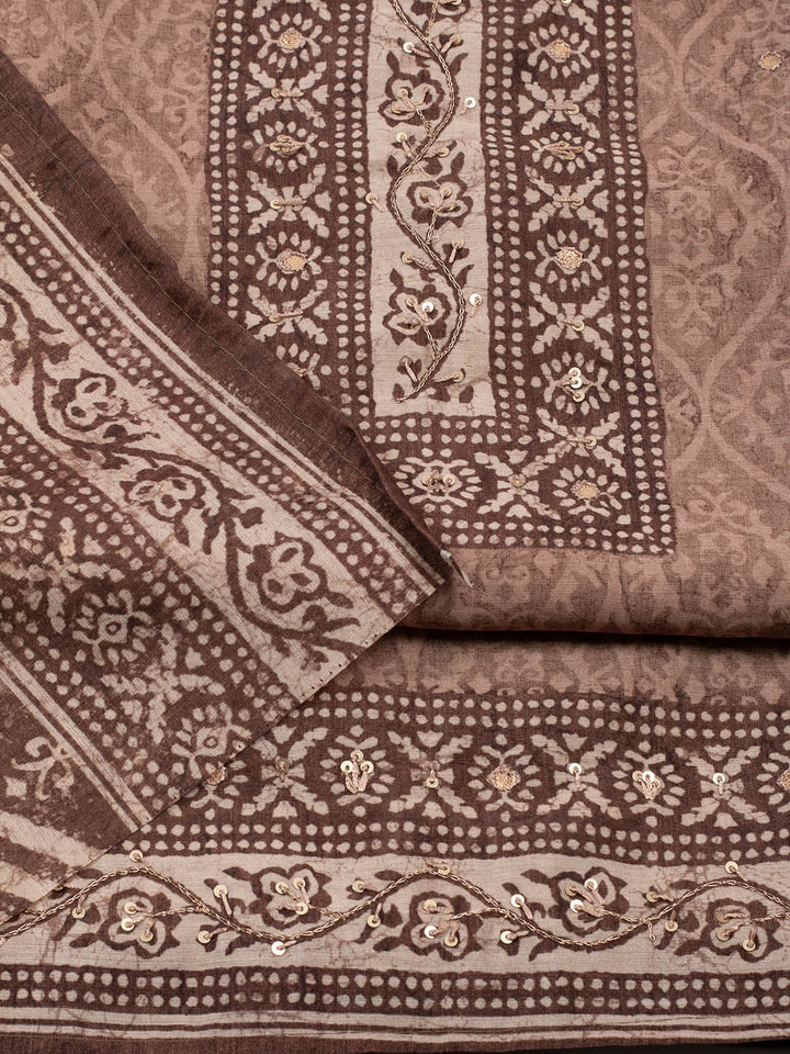 Printed Chanderi Unstitched Suit Piece With Dupatta