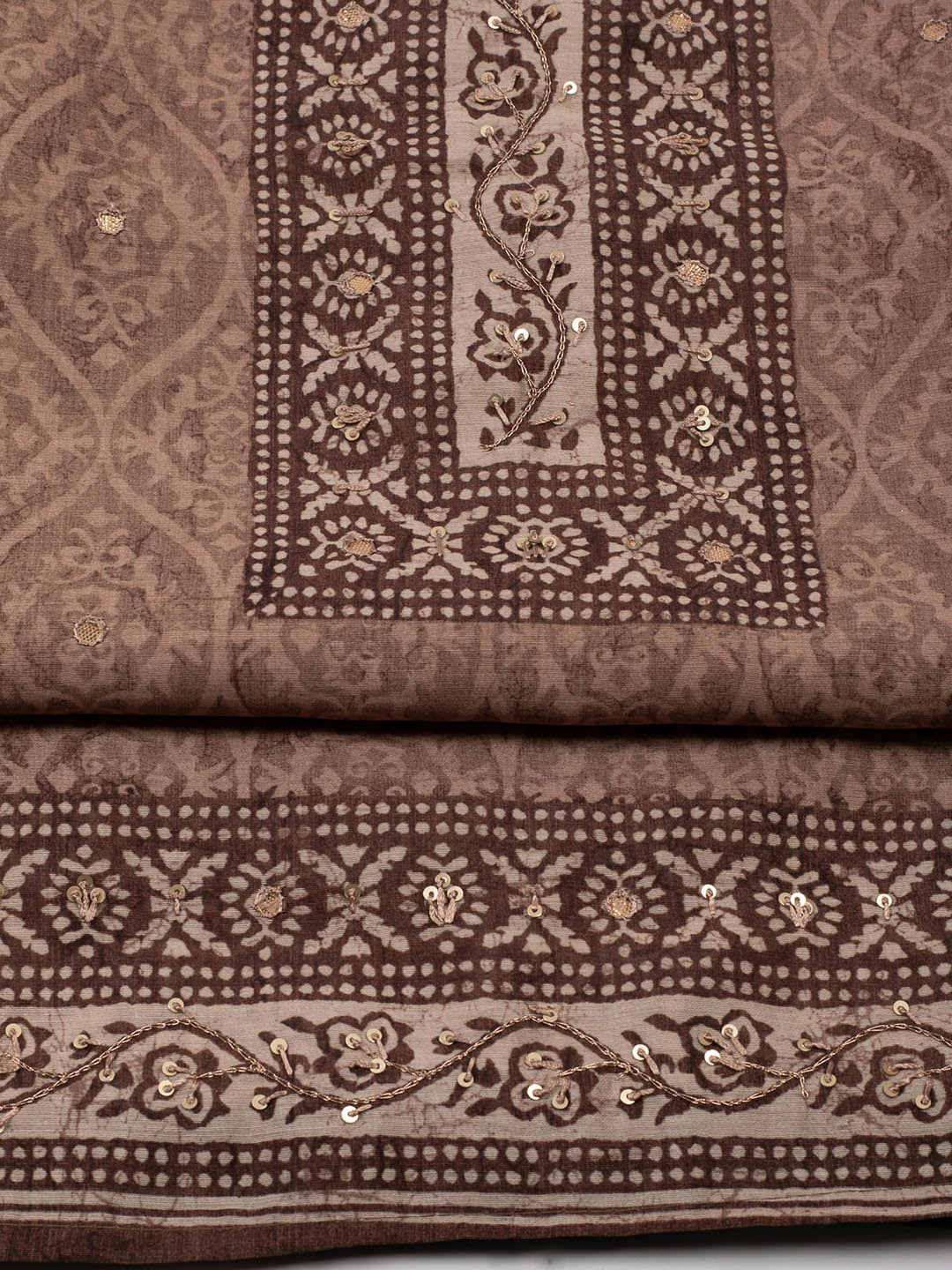 Printed Chanderi Unstitched Suit Piece With Dupatta