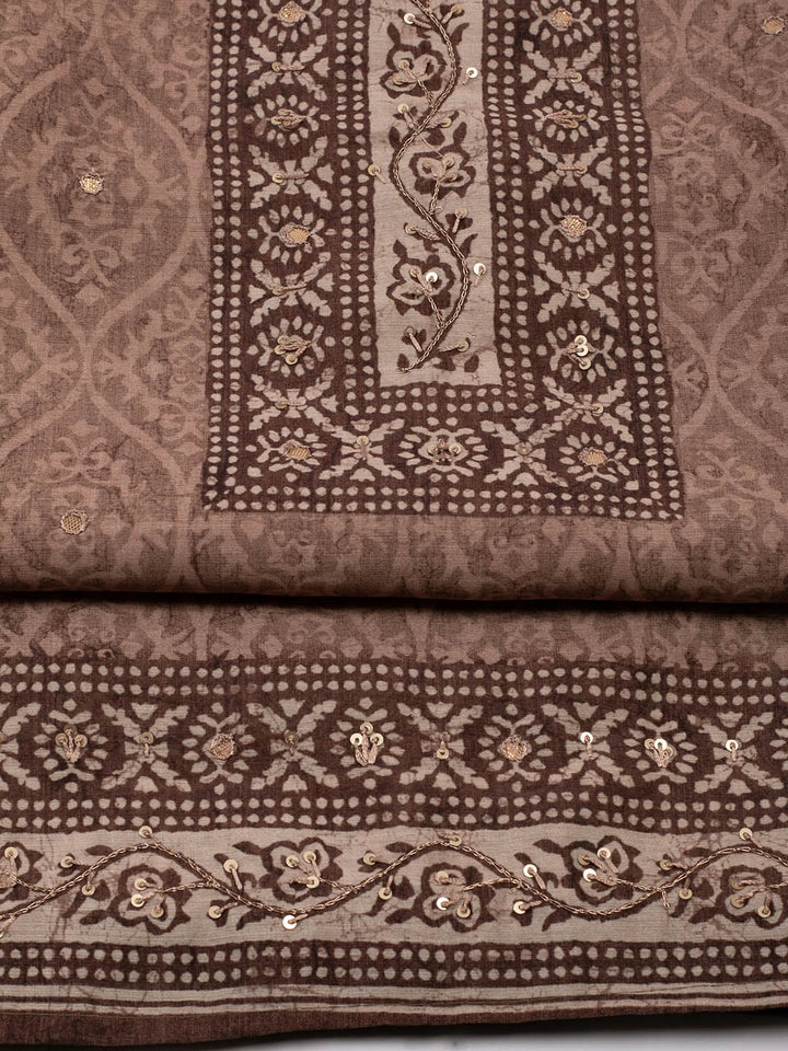 Printed Chanderi Unstitched Suit Piece With Dupatta