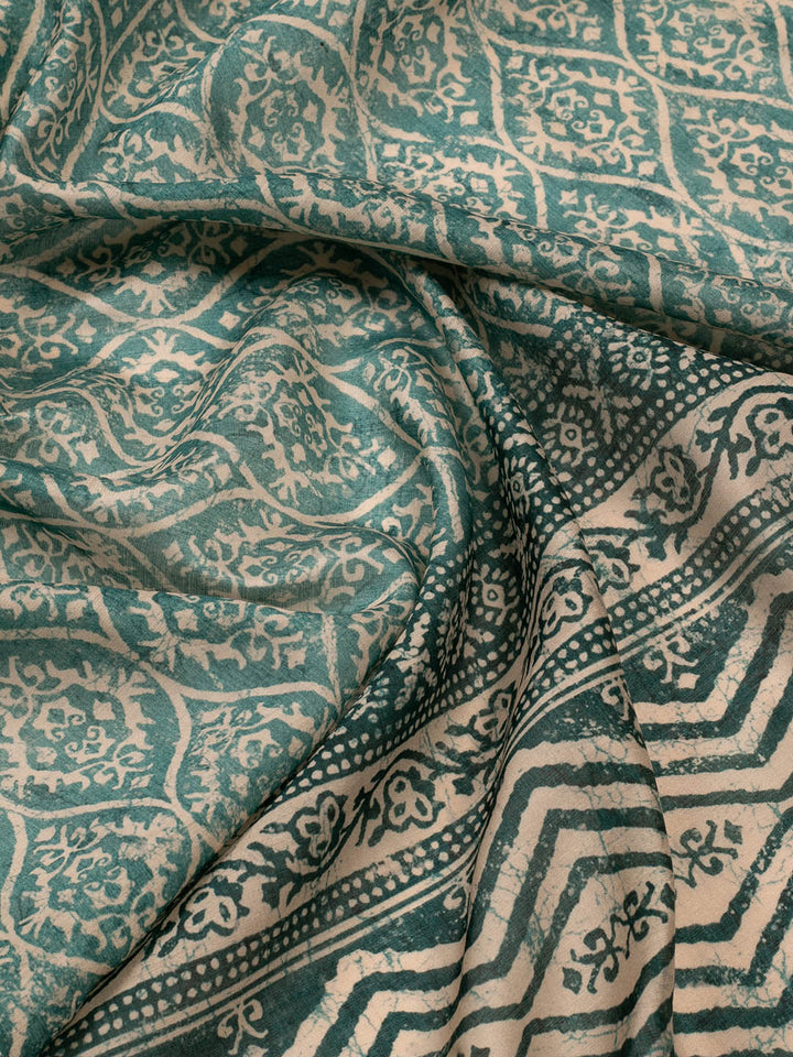 Printed Chanderi Unstitched Suit Piece With Dupatta
