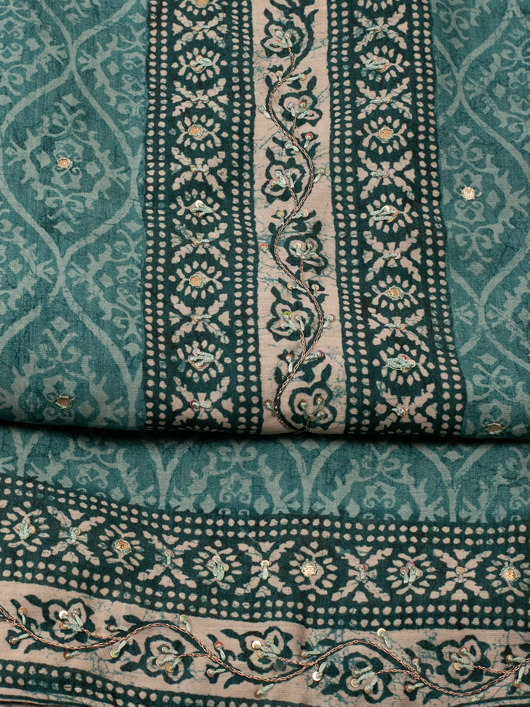 Printed Chanderi Unstitched Suit Piece With Dupatta