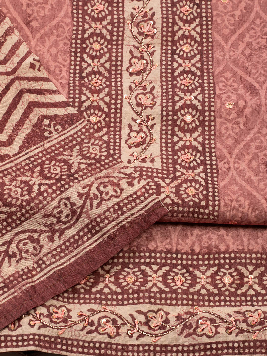 Printed Chanderi Unstitched Suit Piece With Dupatta