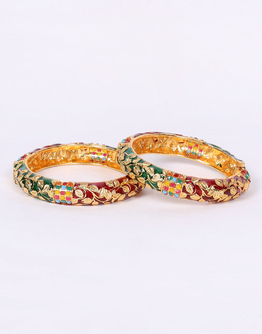 Gold Plated Multi Colored Kada Bangles