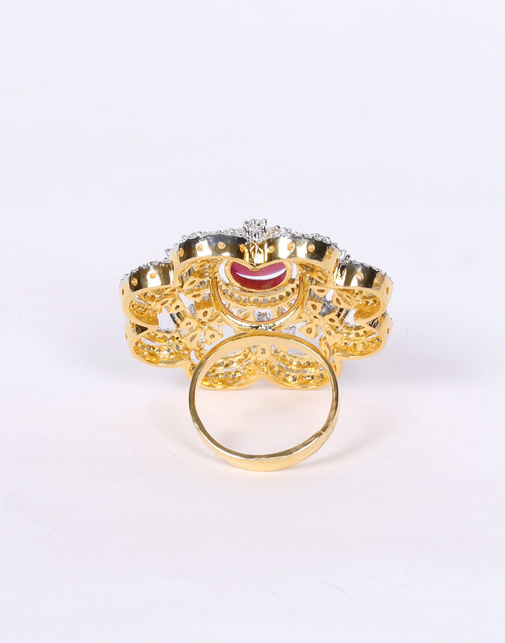 Floral Look Pink Finger Ring