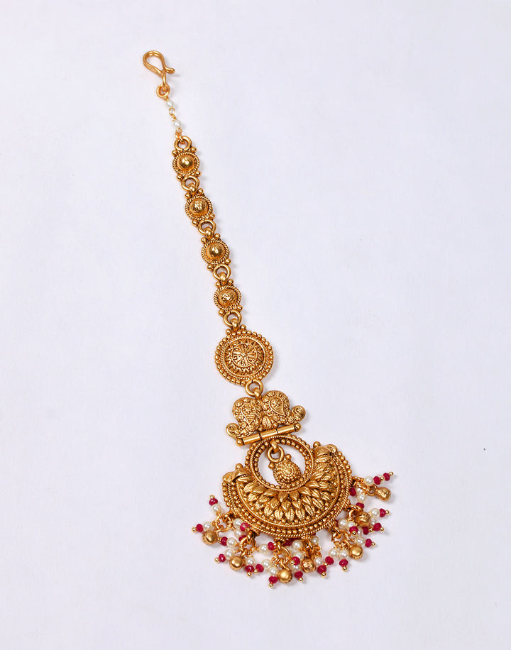Traditional Gold Toned Neclace Set with Maang Tikka