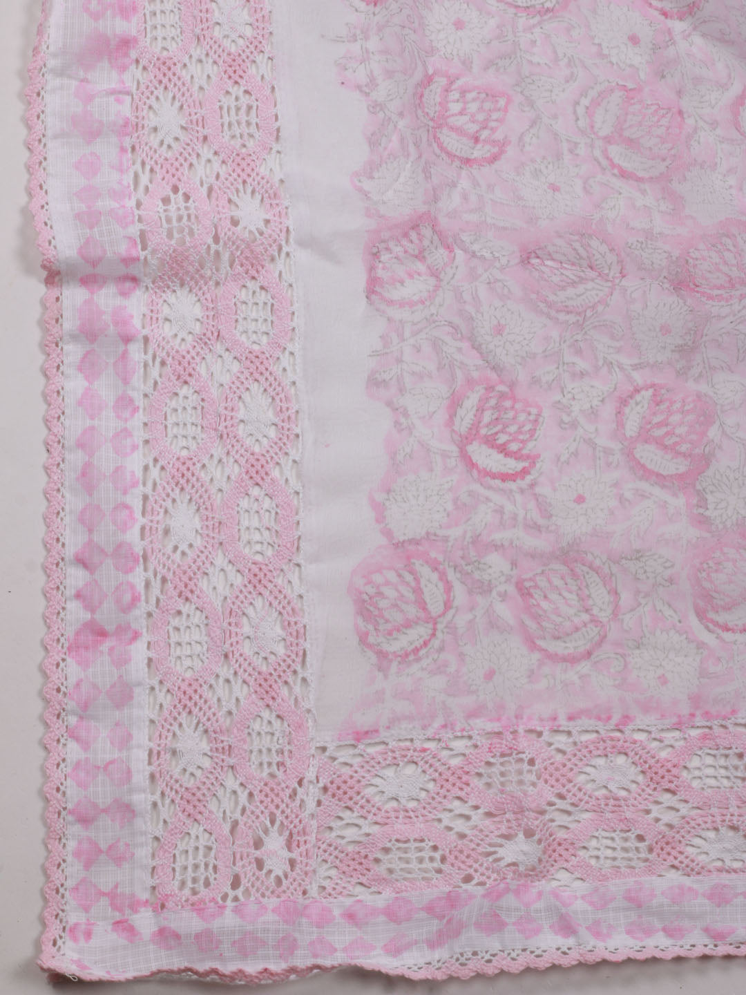 Floral Printed Cotton Unstitched Suit Piece With Dupatta