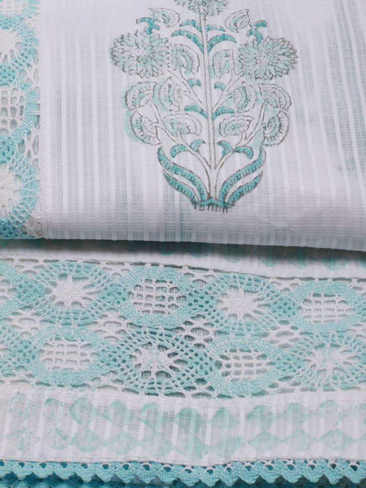 Floral Printed Cotton Unstitched Suit Piece With Dupatta