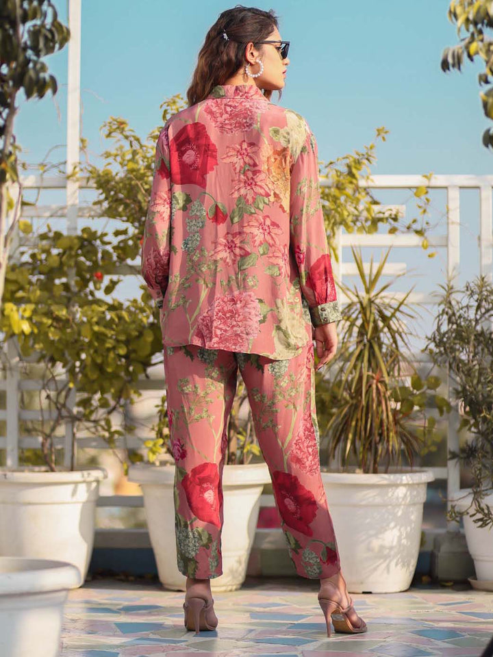 Floral Printed Crepe Kurti With Pants
