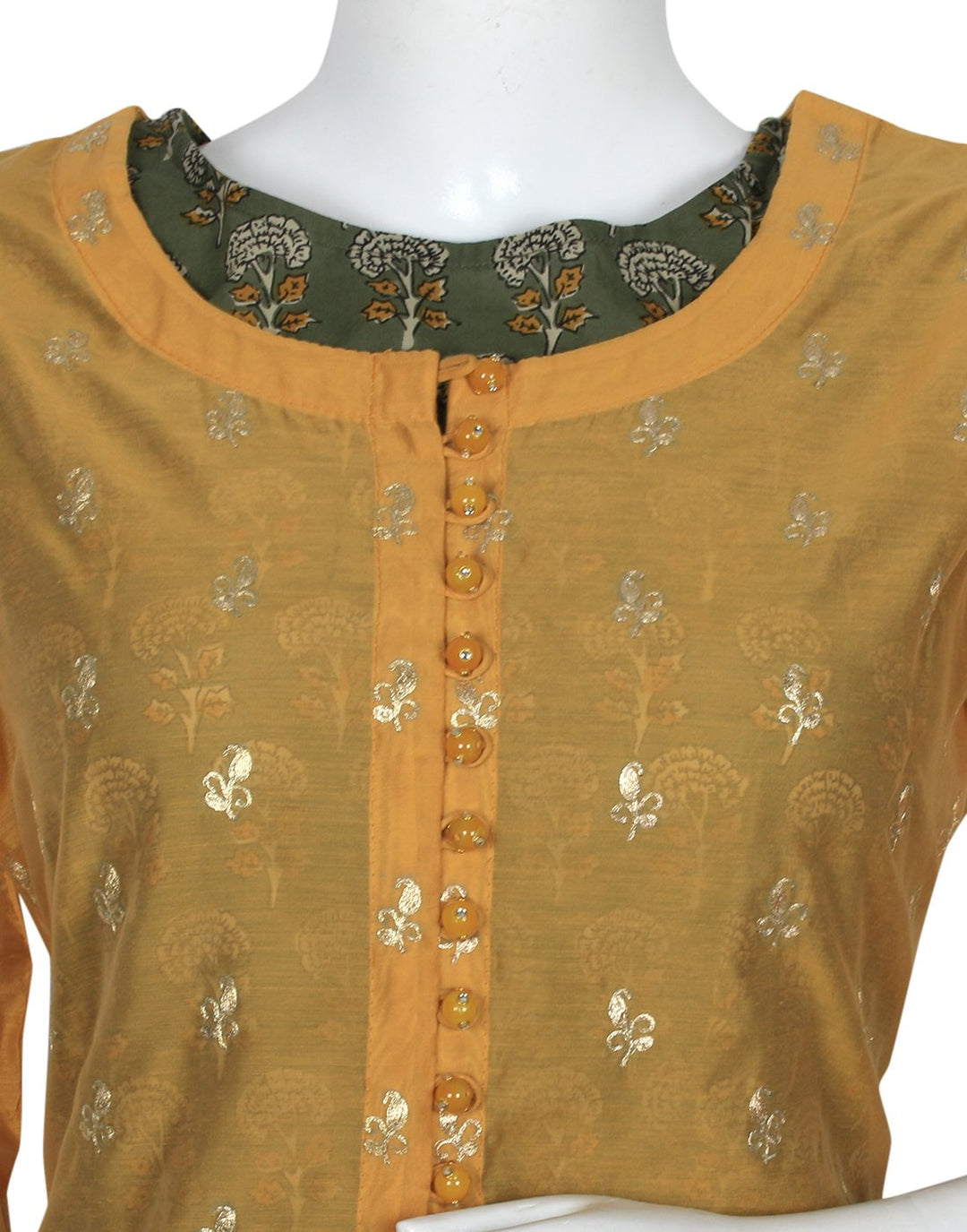 Mustard Cotton Chanderi Kurti