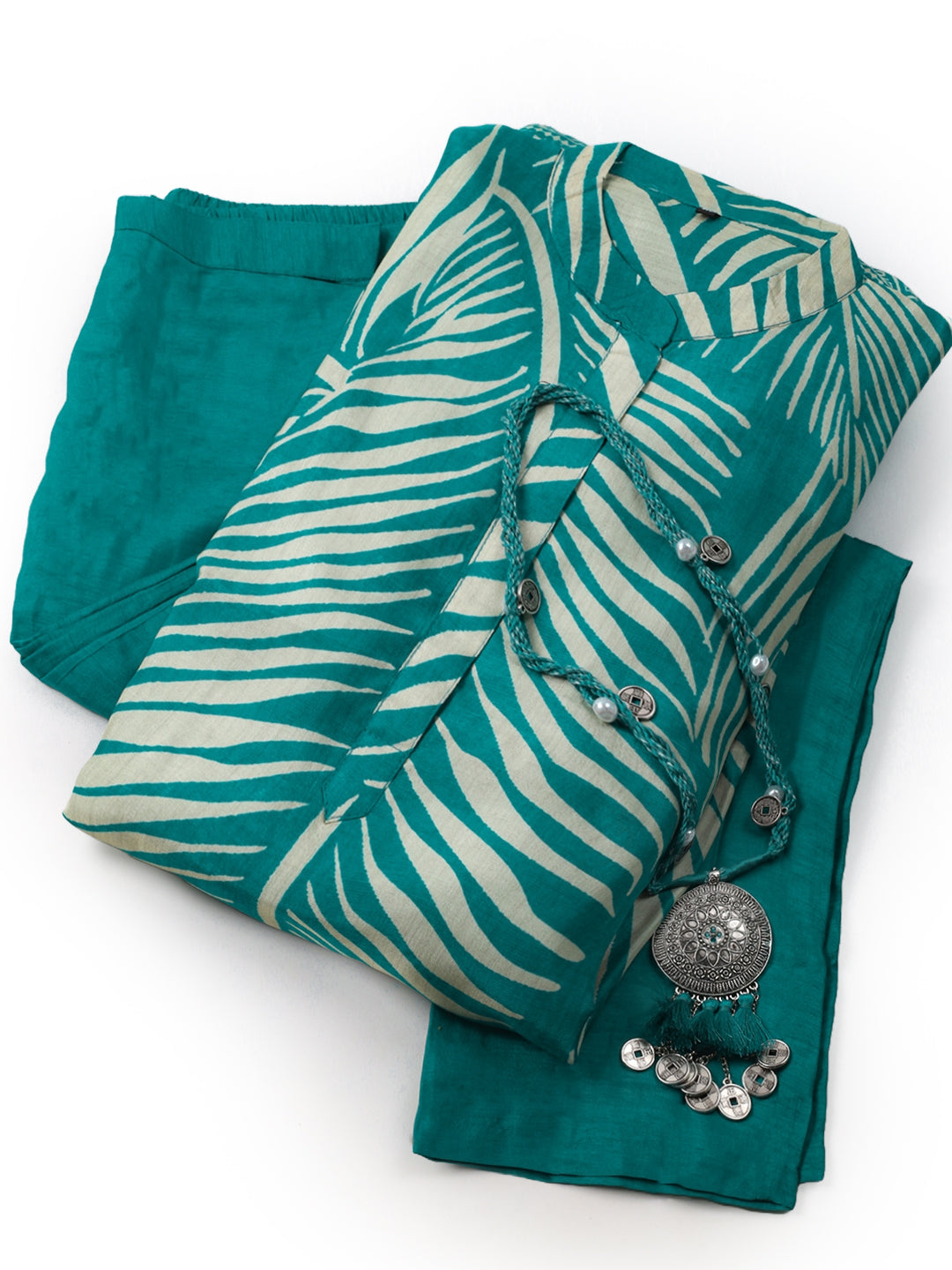 Russion Silk Printed Kurta With Pants