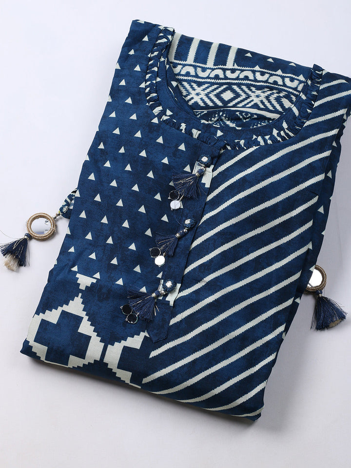 Russion Silk Printed Kurta With Pants
