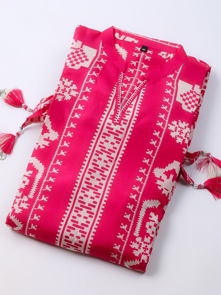 Russion Silk Printed Kurta With Pants