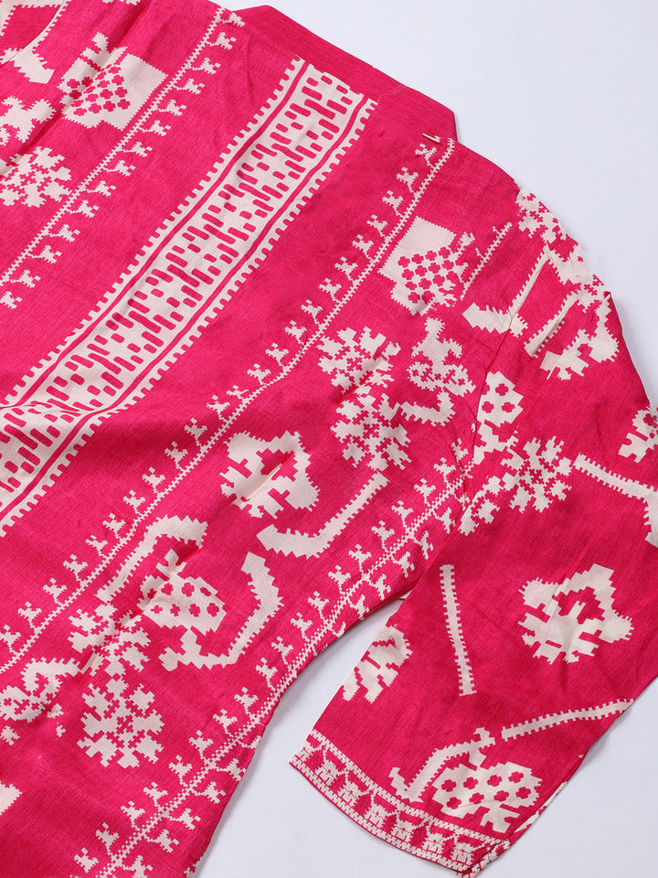 Russion Silk Printed Kurta With Pants