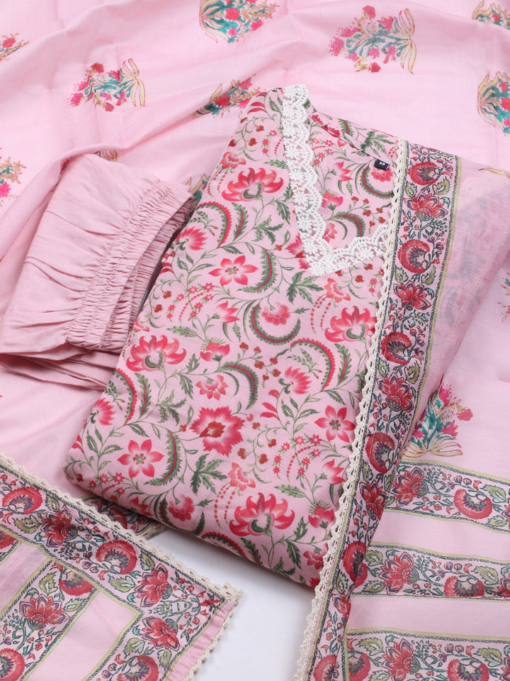 Printed Chanderi Kurta With Pants &amp; Dupatta