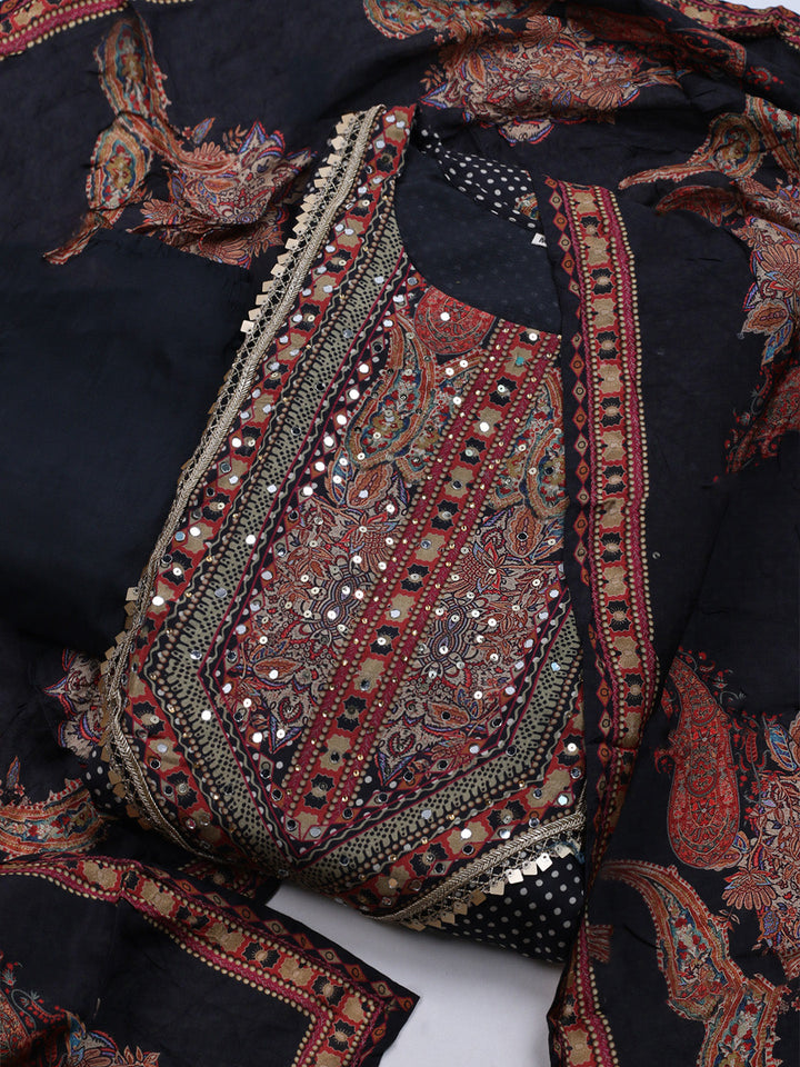 Printed Cotton Blend Kurta With Pants &amp; Dupatta