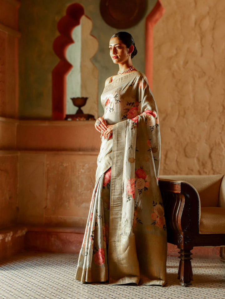 Digital Floral Printed Handloom Saree