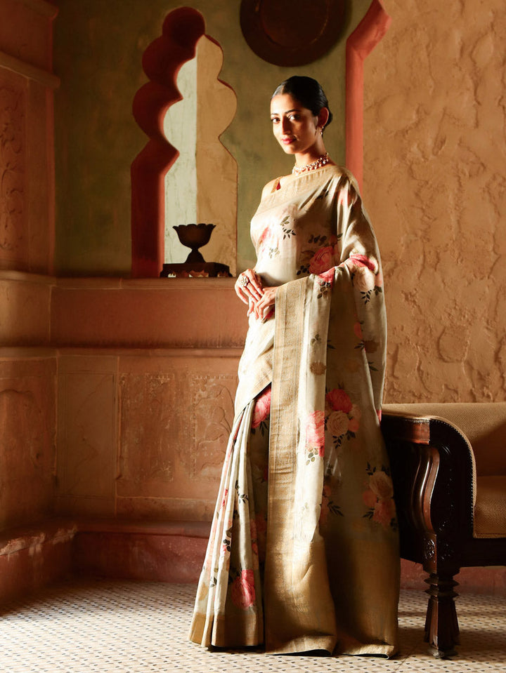 Digital Floral Printed Handloom Saree