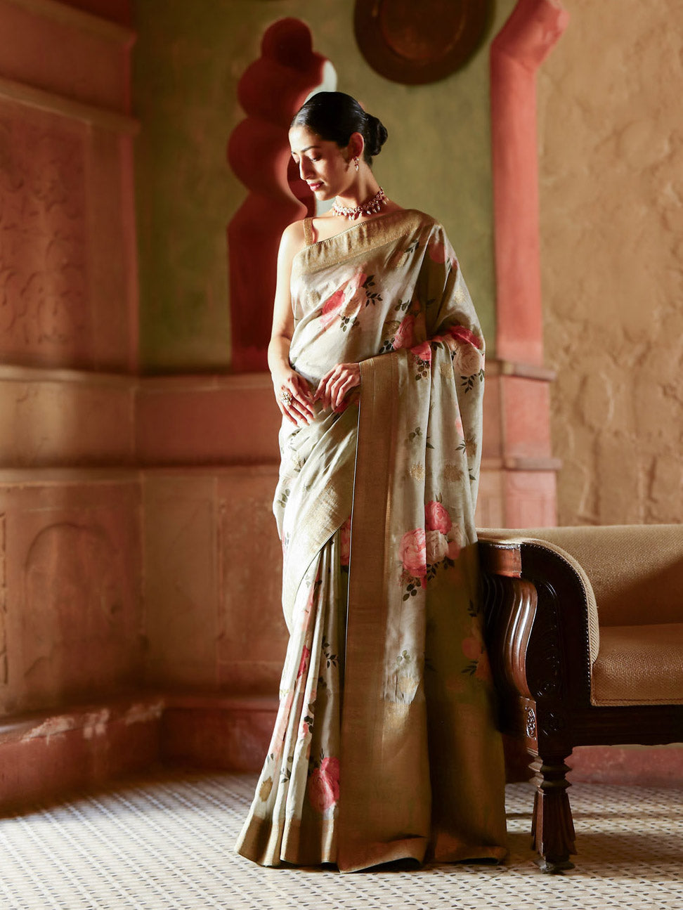 Digital Floral Printed Handloom Saree
