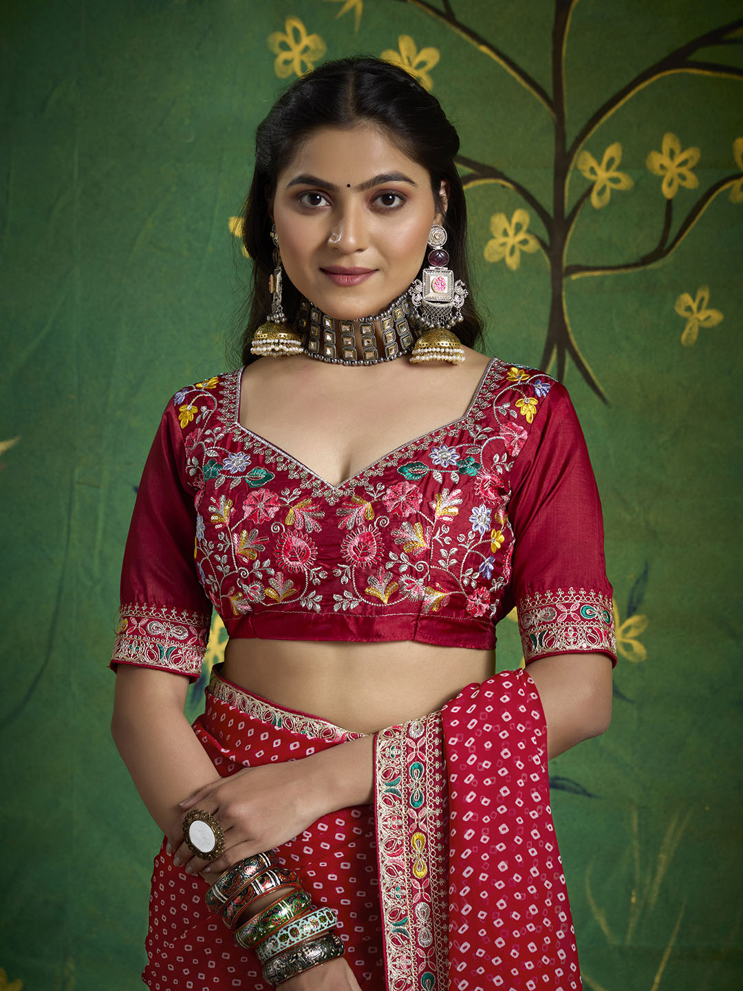 Bandhani Printed Georgette Saree