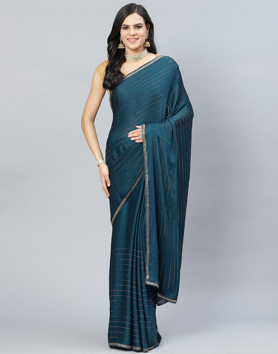 Stone Embroidered Chiffon Saree