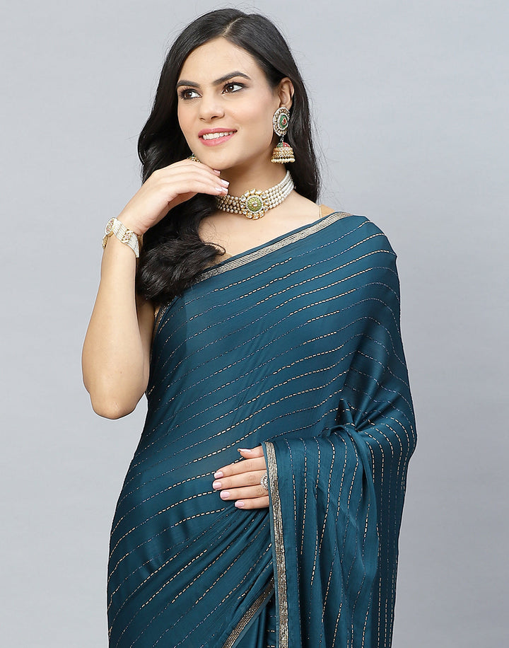 Stone Embroidered Chiffon Saree