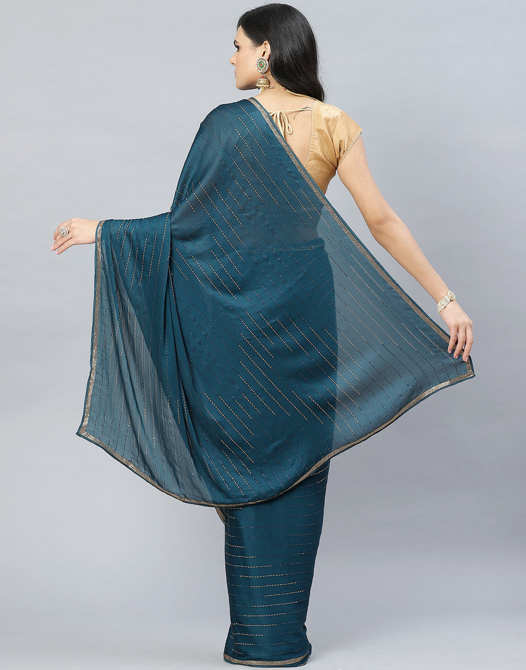 Stone Embroidered Chiffon Saree