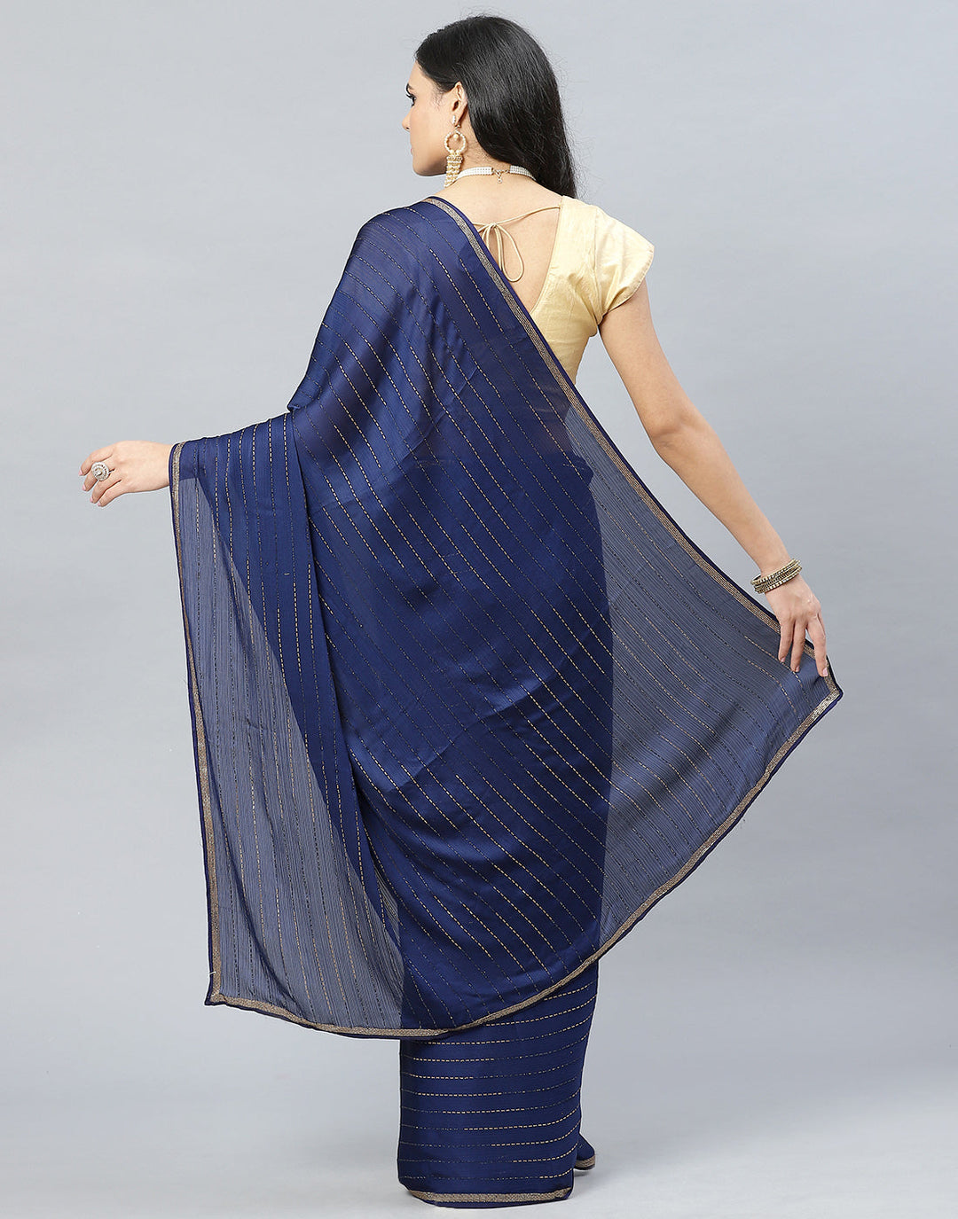 Stone Embroidered Chiffon Saree