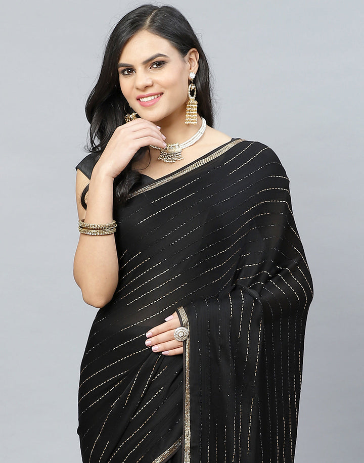 Stone Embroidered Chiffon Saree