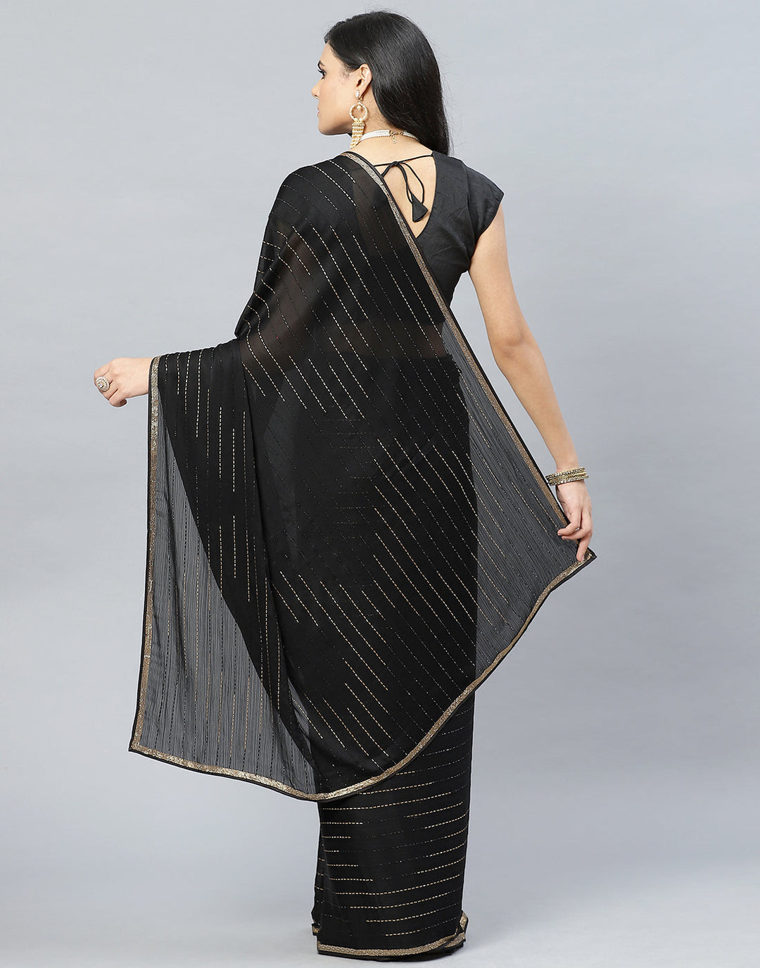 Stone Embroidered Chiffon Saree