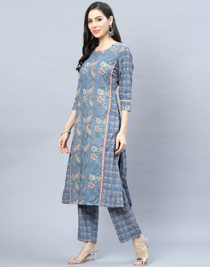 Cotton Printed Kurti Pant Set