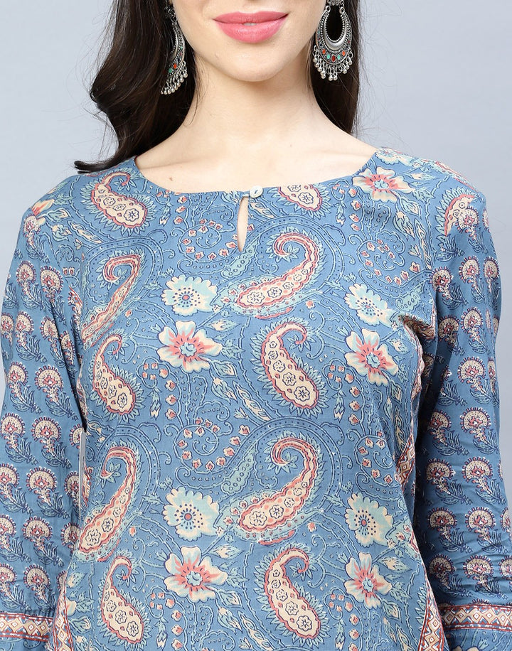 Cotton Printed Kurti Pant Set