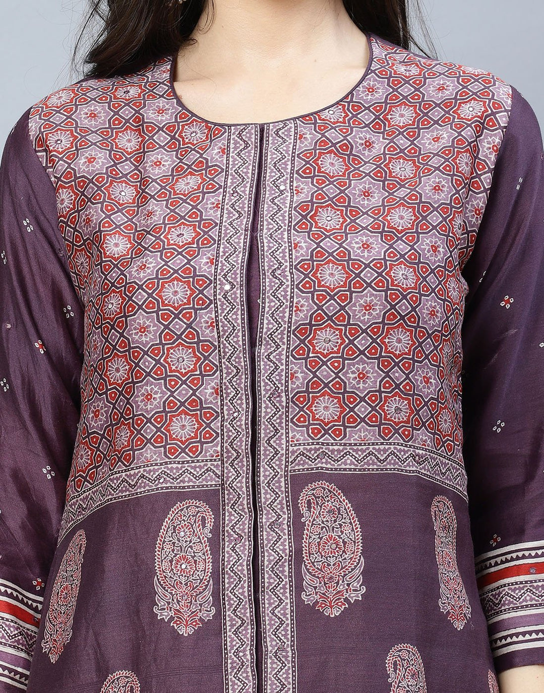 Chanderi Kurti Pant Set with Yoke Detail