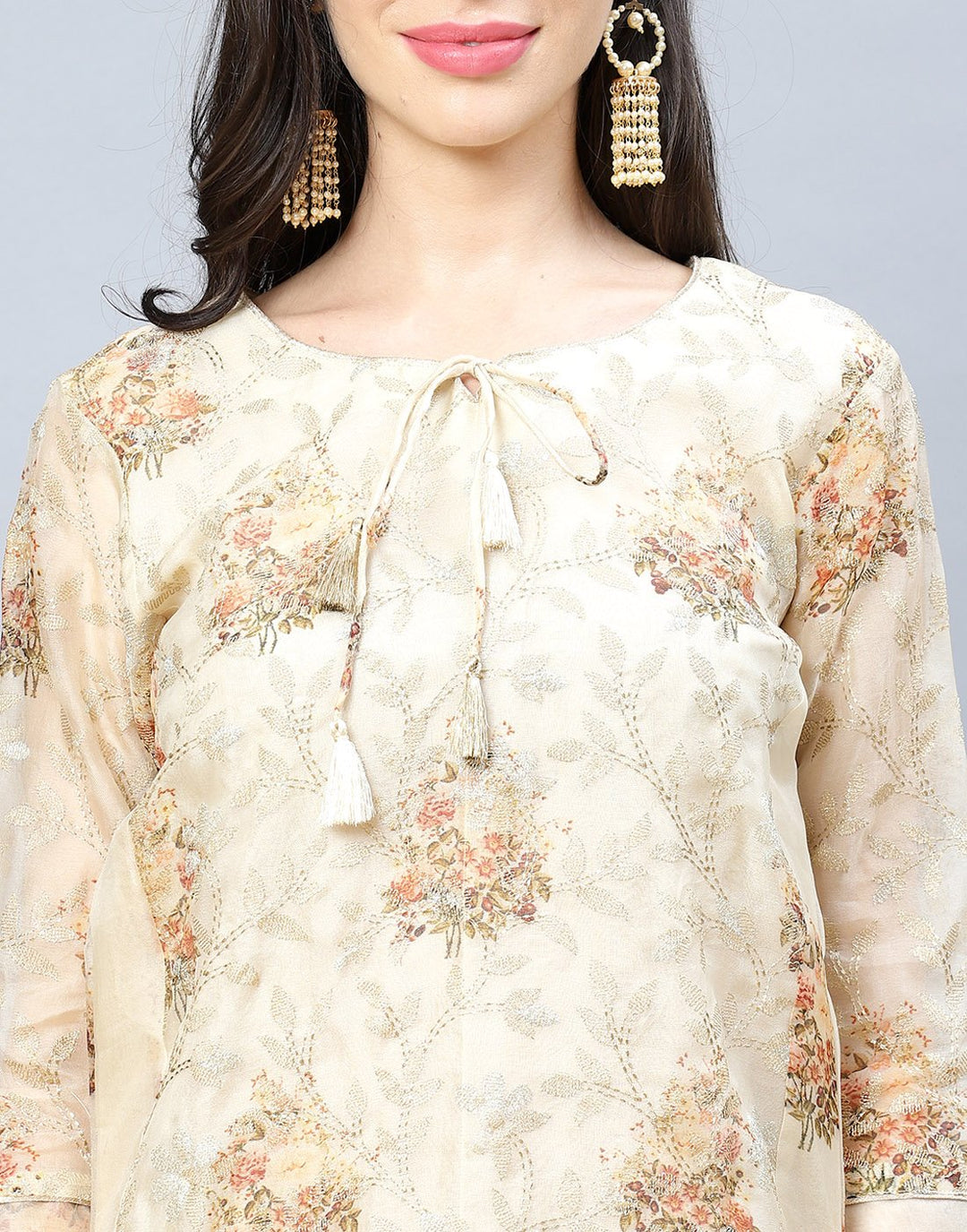 Organza Printed Kurti Pant Set
