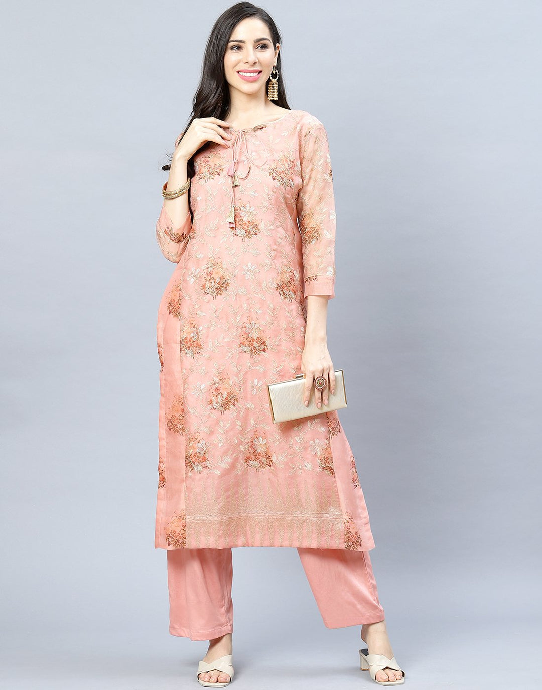Organza Printed Kurti Pant Set