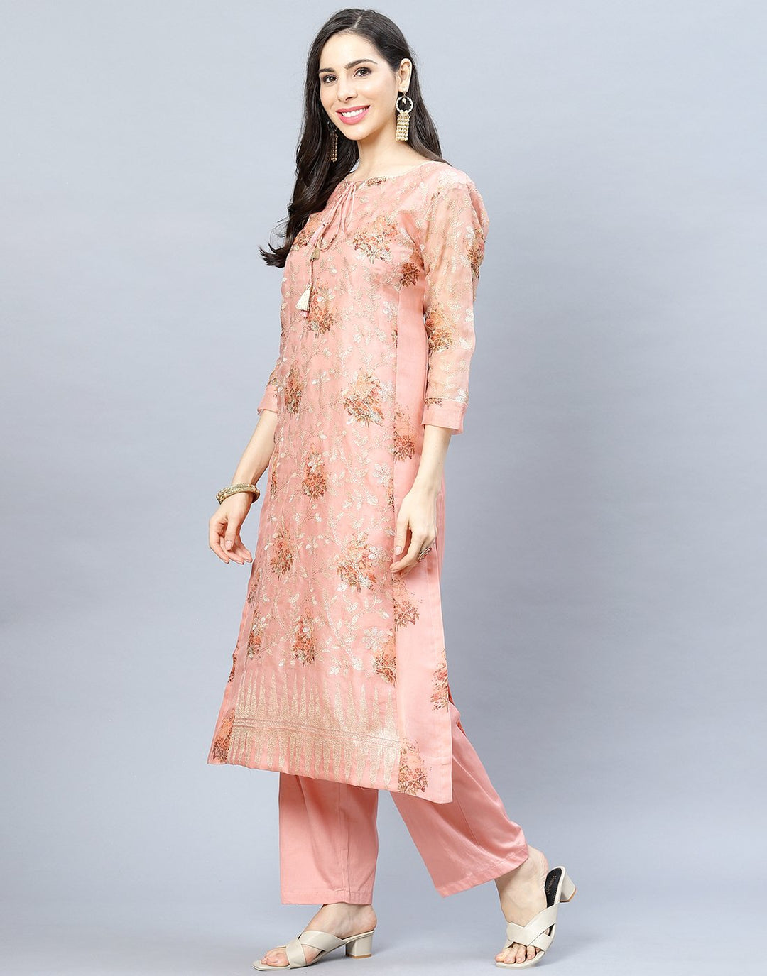 Organza Printed Kurti Pant Set
