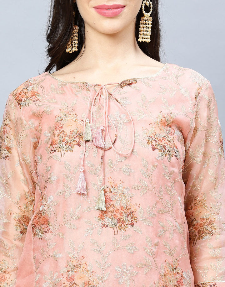 Organza Printed Kurti Pant Set