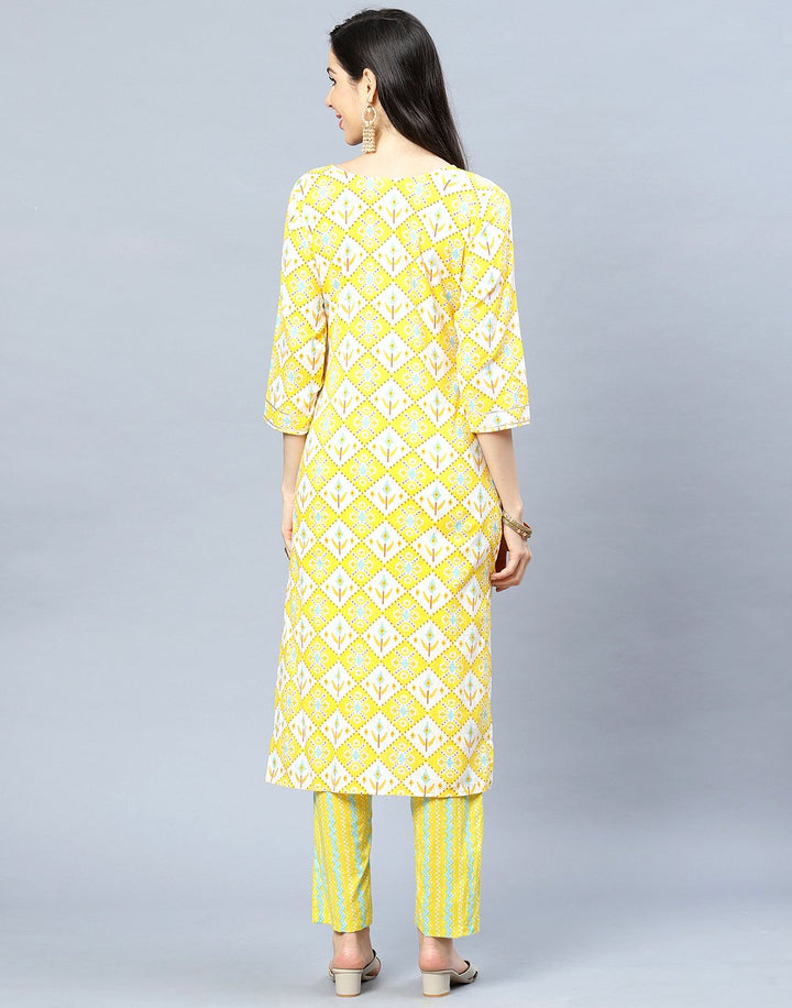 Cotton Printed Kurti Set with Gota Detail