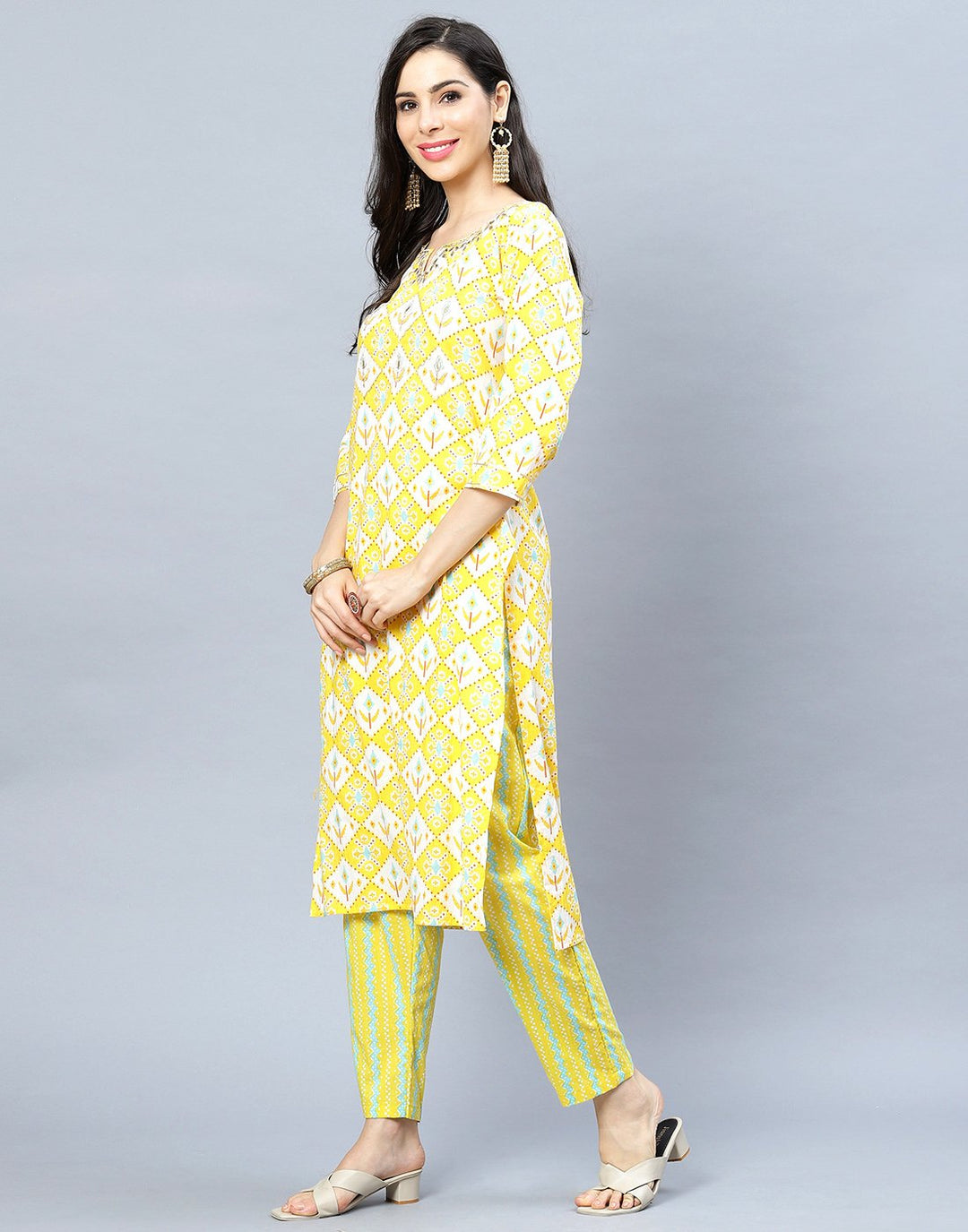 Cotton Printed Kurti Set with Gota Detail